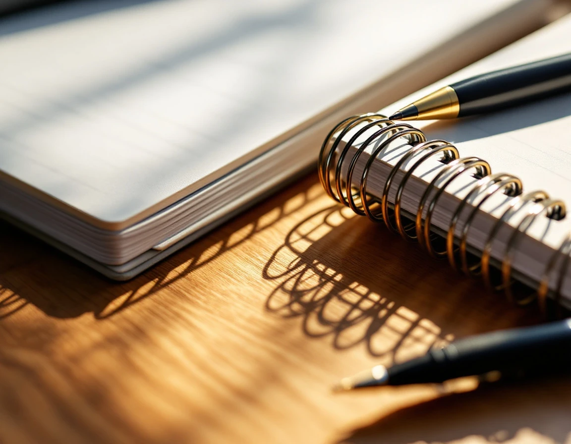 Close-up of spiral-bound and comb-bound notebooks showing binding mechanisms and premium paper quality